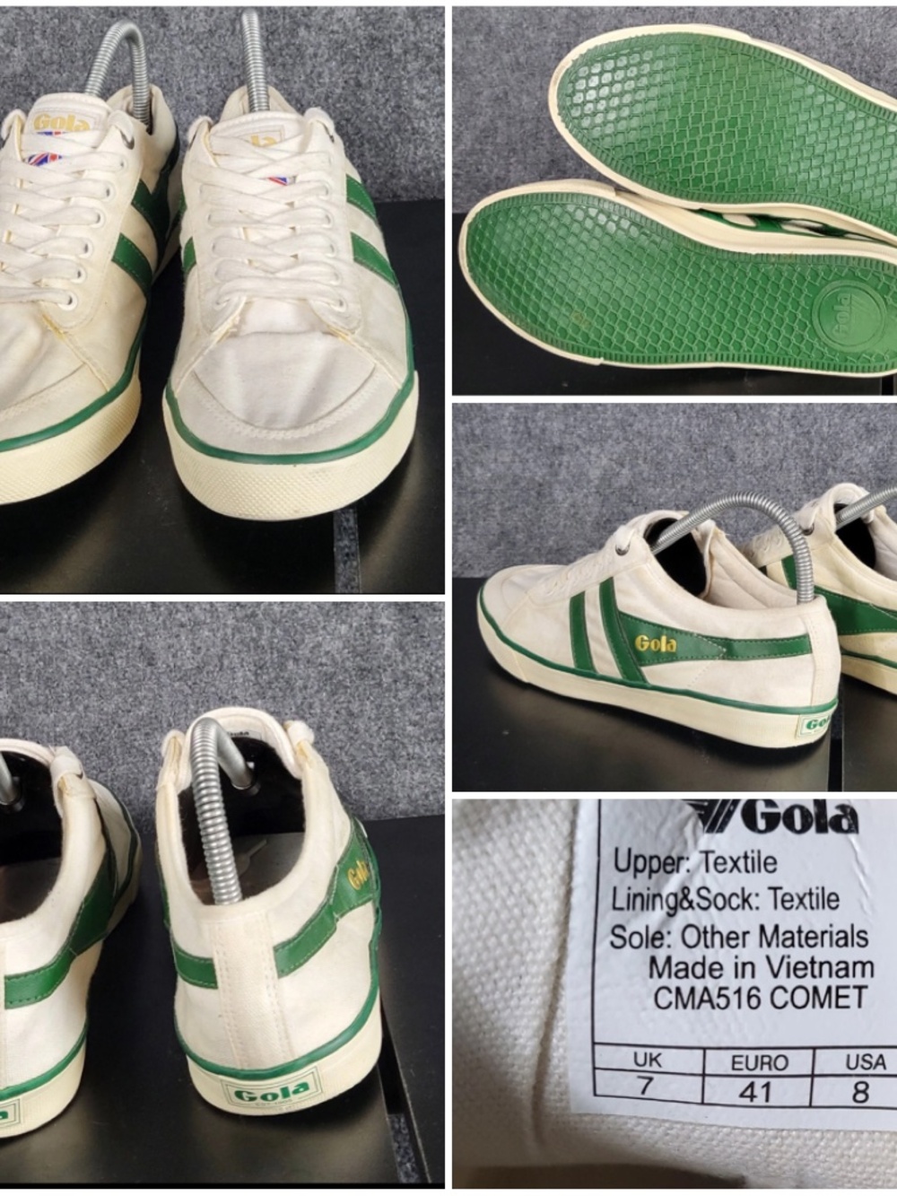 vegan gola classics men's comet plimsoll sneakers green US8
